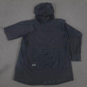 Under Armour Jacket Womens Large Black Cross Town Anorak 1/4 Zip Hooded Pullover